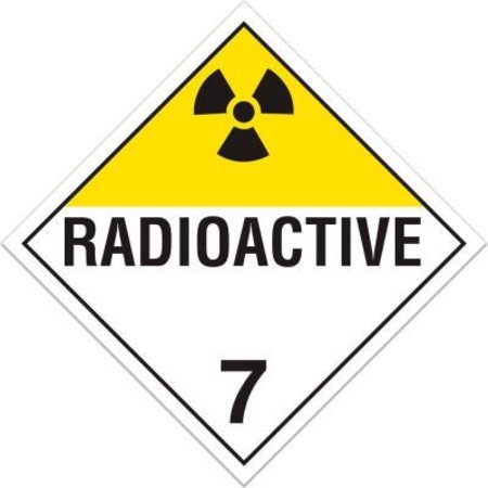 TOP TAPE AND LABEL INCOM¬Æ Class 7 Radioactive Tagboard Placard TA700TB